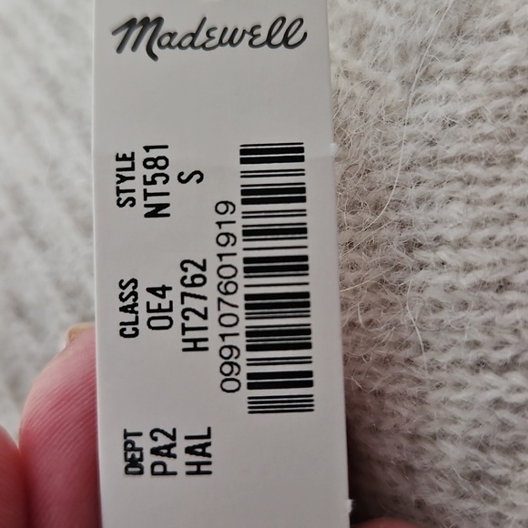 Madewell Off-white Alpaca-blend Mockneck Puff Sleeve Sweater Size Small, NWT - Picture 10 of 10